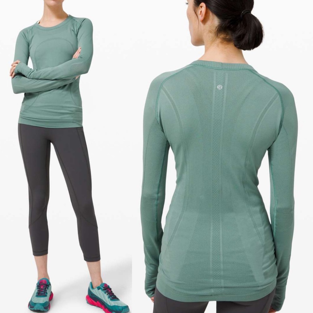 Lululemon Teal Swiftly Tech Long Sleeve Anti-Stink Top Womens Size 4 Running Tee